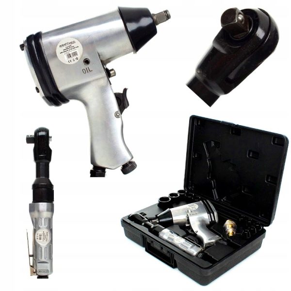 Pneumatinis veržliasukis su terkšle ir galvutėmis