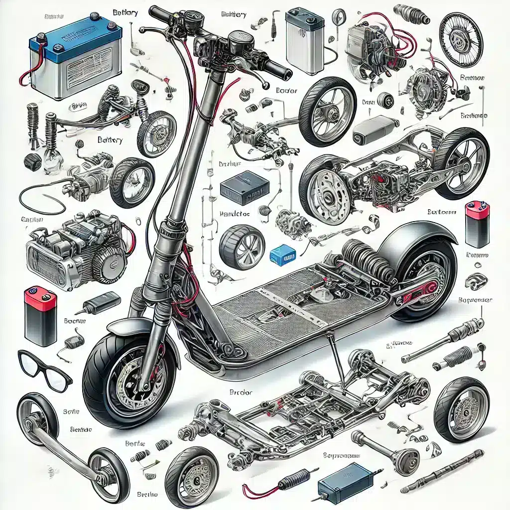 Elektrinių paspirtukų dalys